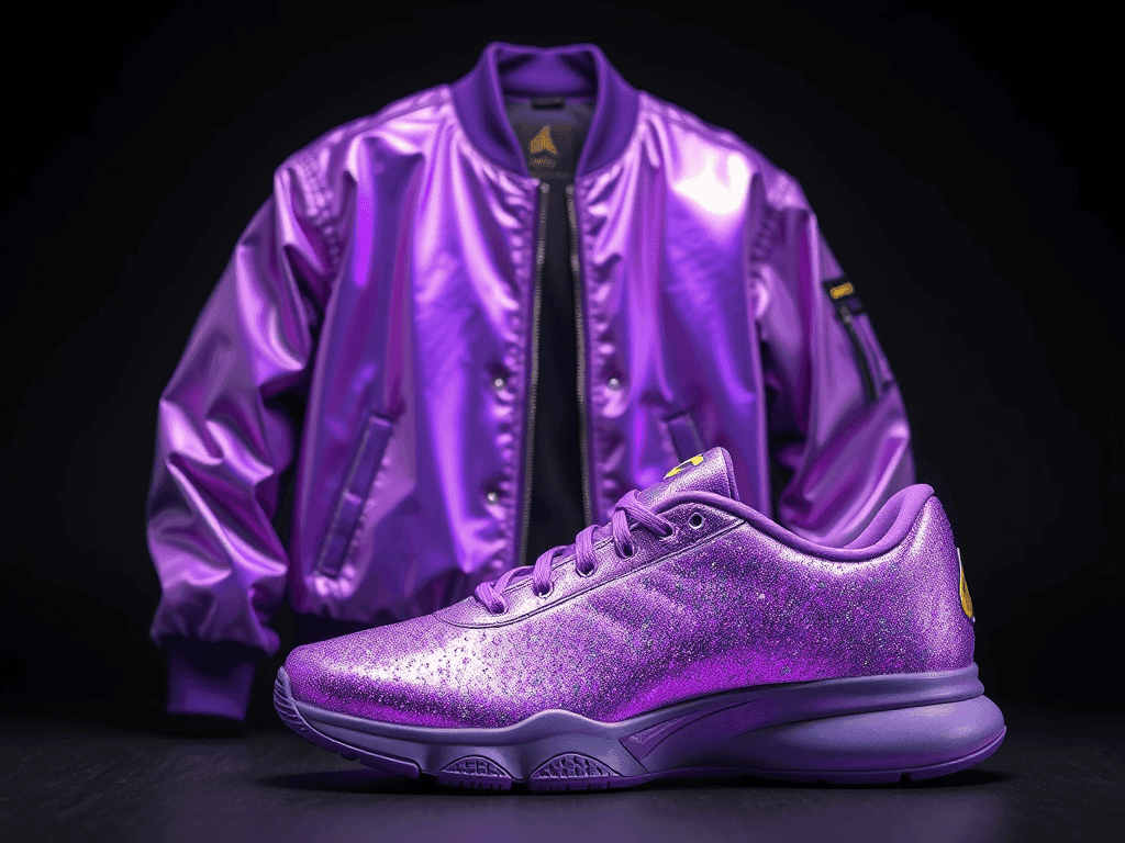 Magic violet coloured pearl jumper jacket and shoe